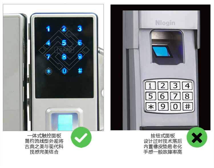 中国结智能锁 玻璃门指纹锁采用电动锁舌结构