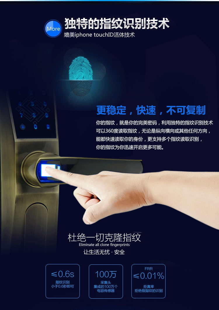 中国结智能锁 智能指纹锁智能报警功能
