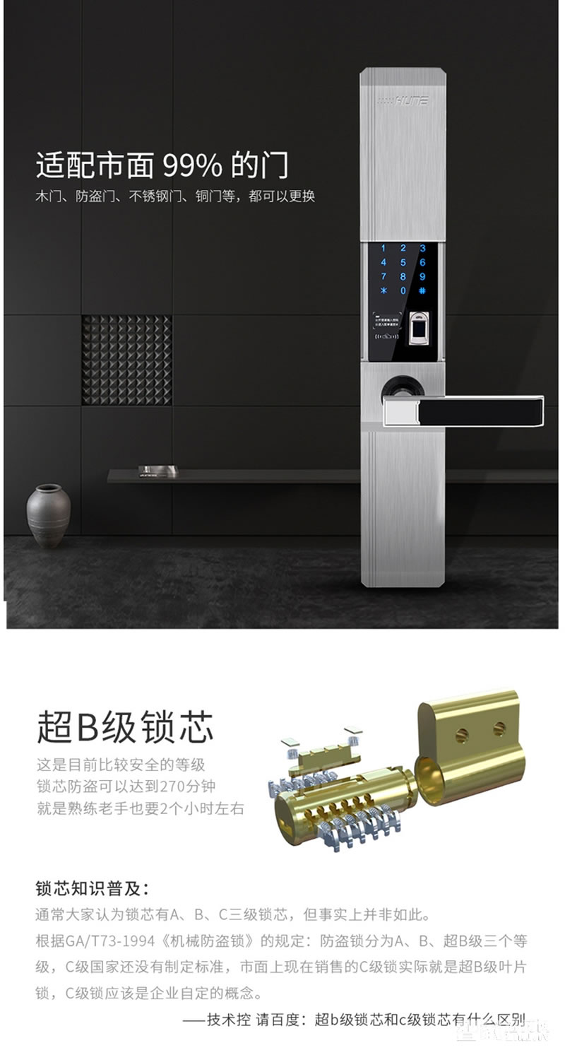 科裕电子密码锁 公寓防猫眼指纹锁