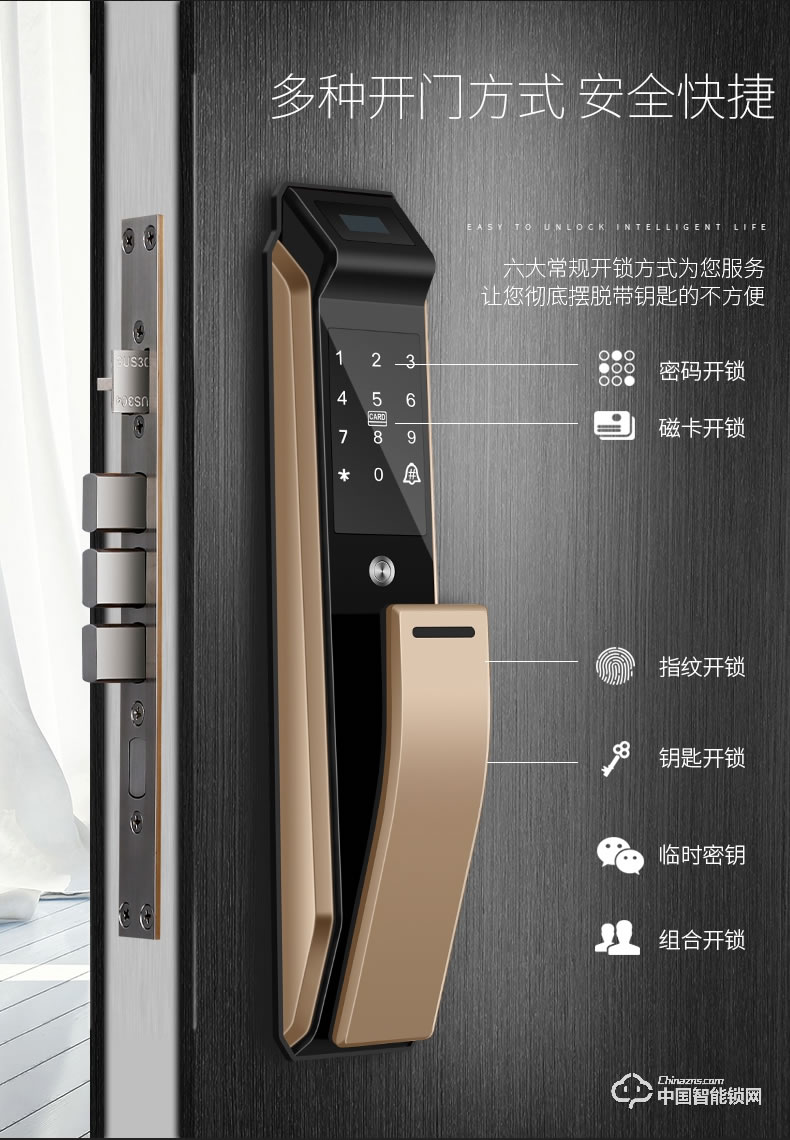 梵格尔智能指纹密码锁 家用防盗门 全自动电子锁 刷卡锁