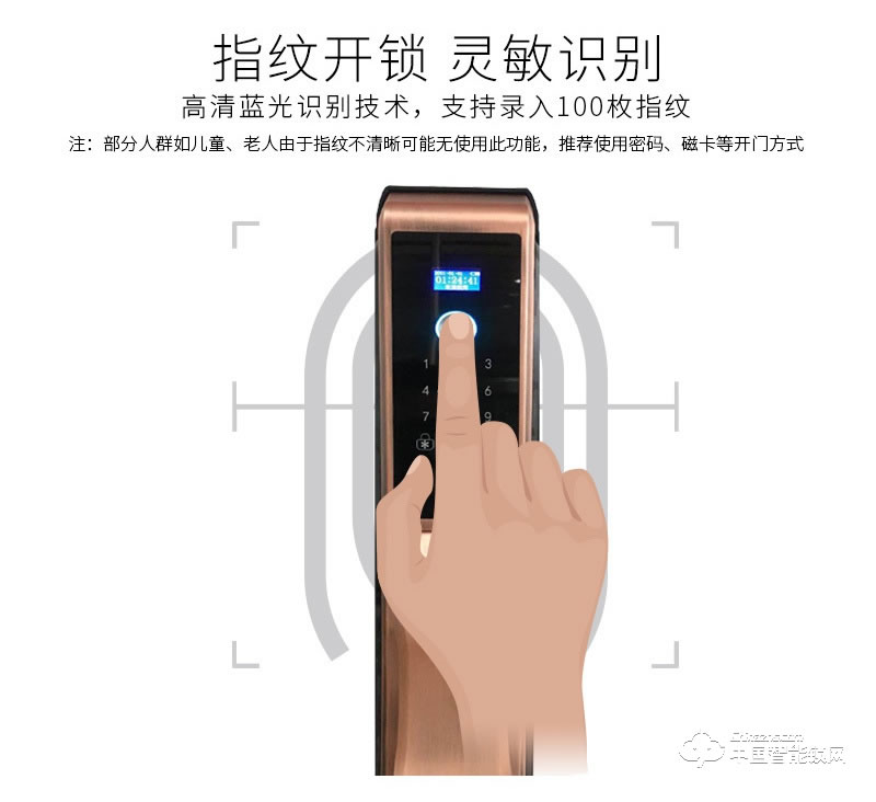 安尔发智能锁 推拉式指纹密码锁 防盗门智能锁A601