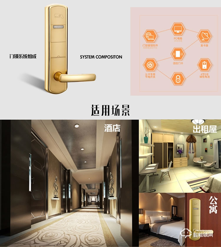 居顶指纹锁 公寓智能电子锁感应锁木门锁