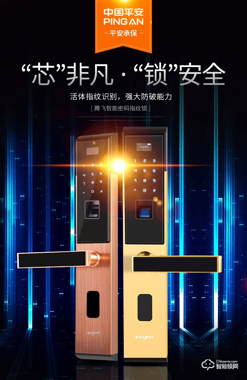 腾飞指纹锁 家用防盗门智能锁指纹锁密码锁