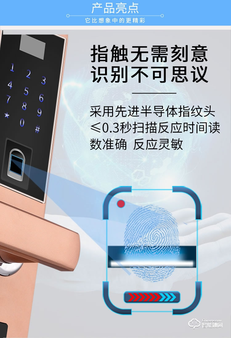 缔斯盾智能锁 A5半导体刷卡电子防盗门锁