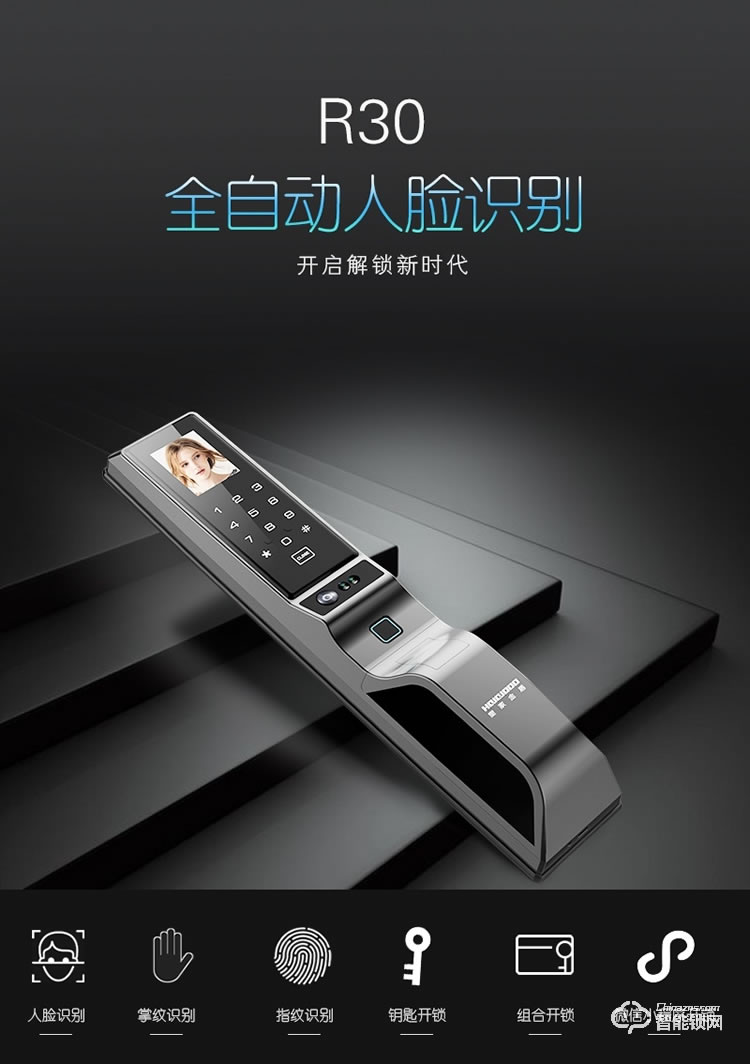 皇家金盾智能锁 R30人脸识别锁全自动智能锁