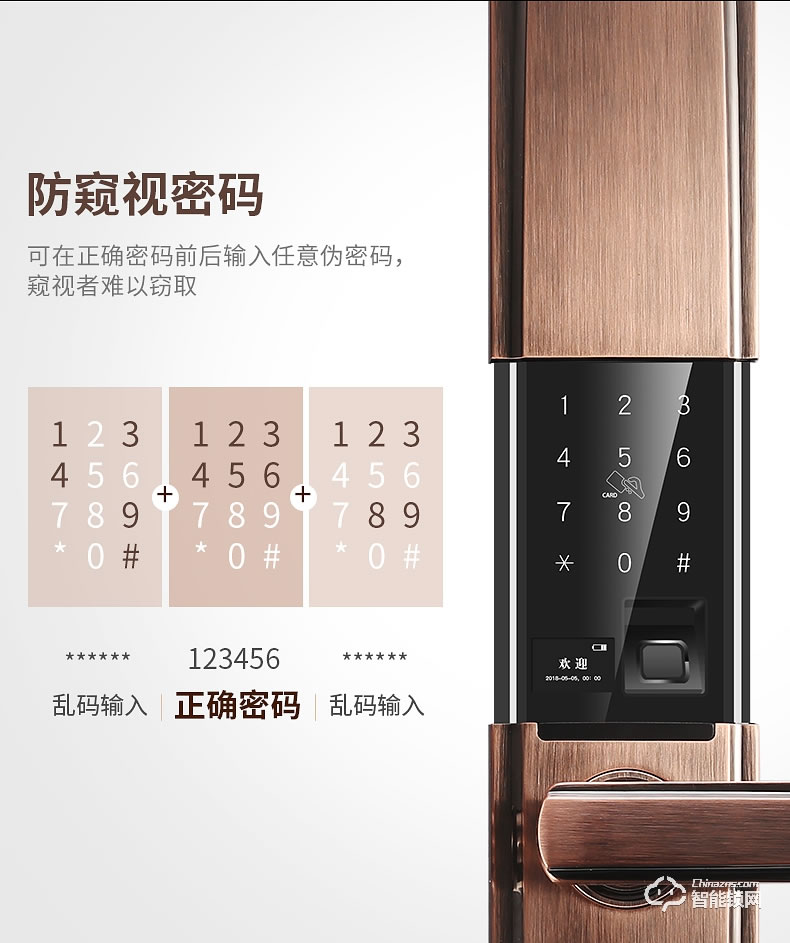 必达智能锁 L3MFT家用滑盖防盗门电子锁密码锁