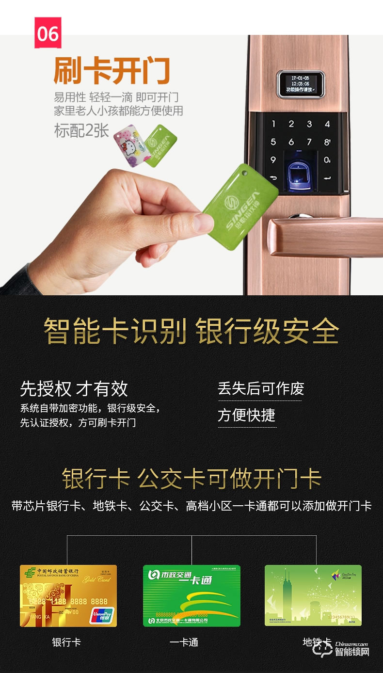 思歌智能锁 A122家用防盗门智能锁刷卡锁