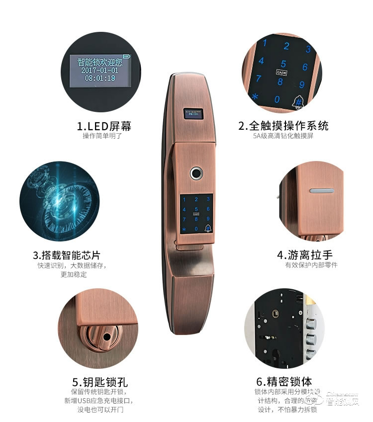 盾豹智能锁 D-Q7全自动智能密码锁