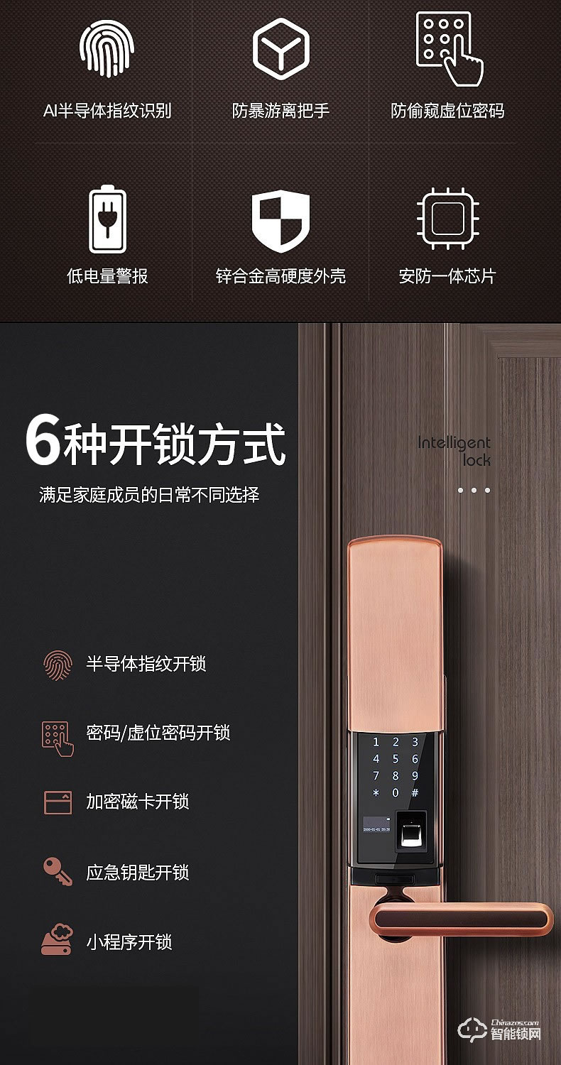 森太智能锁 ST81防盗门锁家用防猫眼刷卡锁