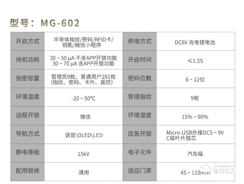 科罗格智能锁 MG-602家用防盗门密码锁智能锁