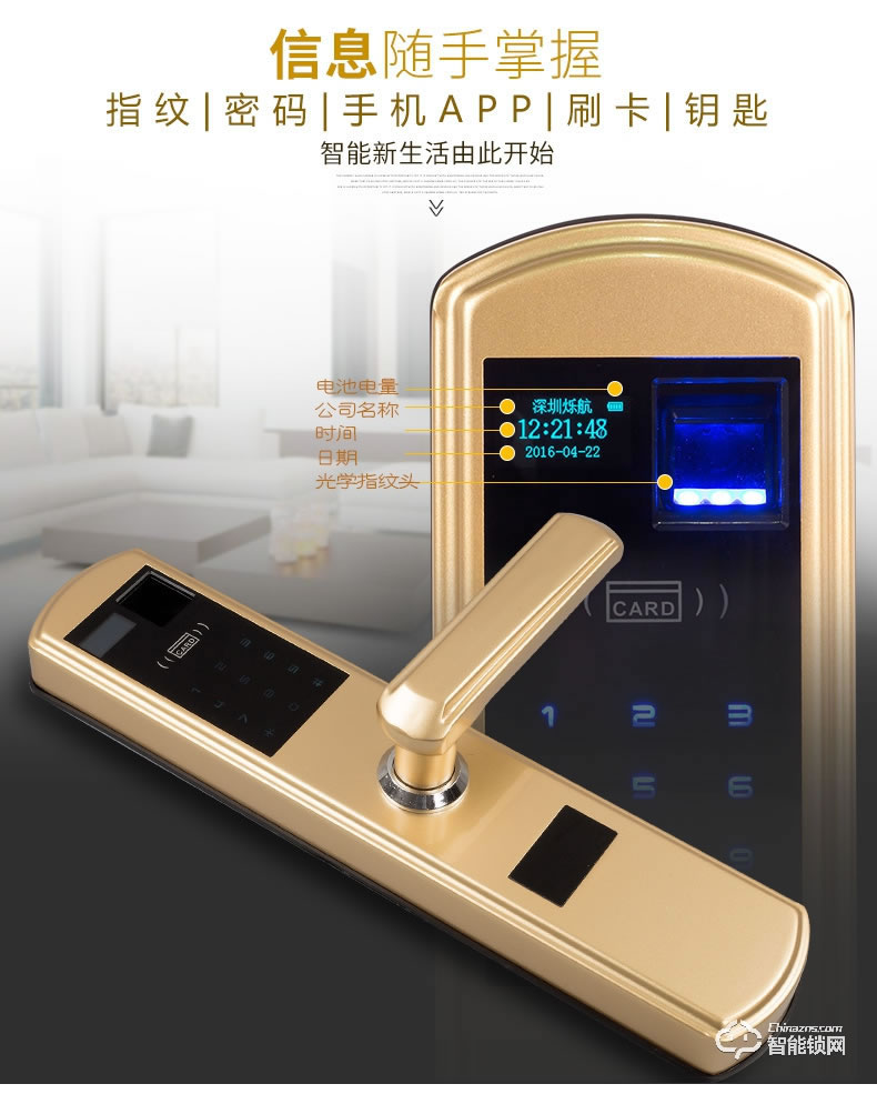 艾尔迈智能锁 家用防盗门锁刷卡锁