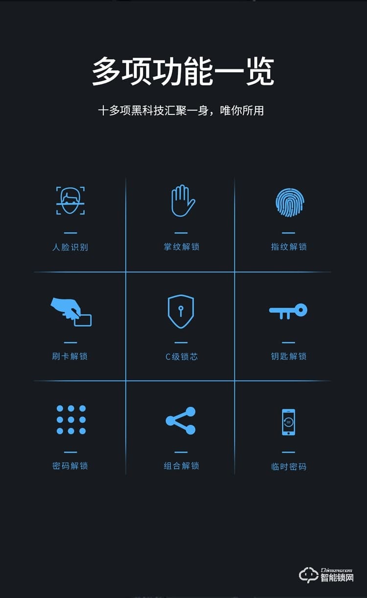 皇家金盾智能锁 S10人脸识别一握开指纹锁