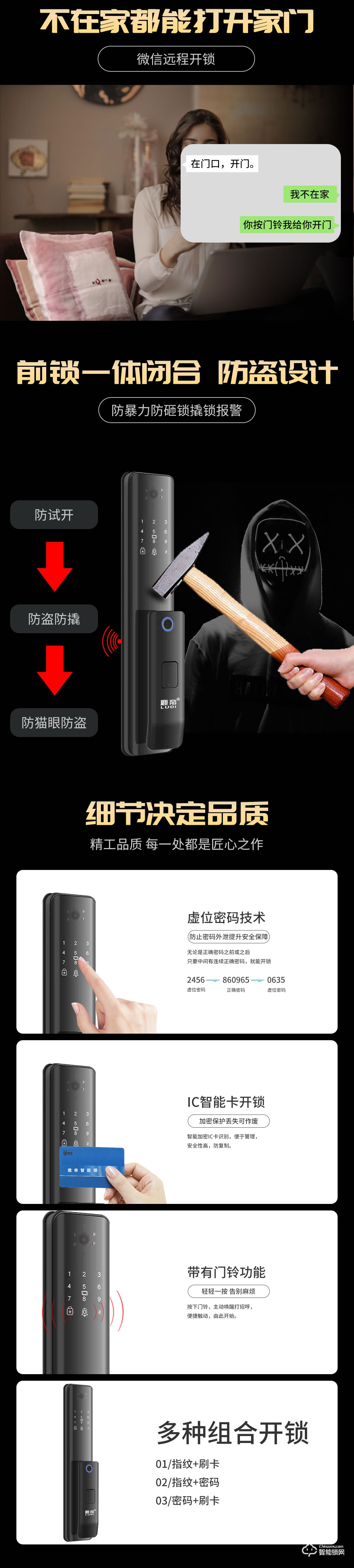 鹿帝智能锁 LD旗舰版全自动猫眼智能门锁