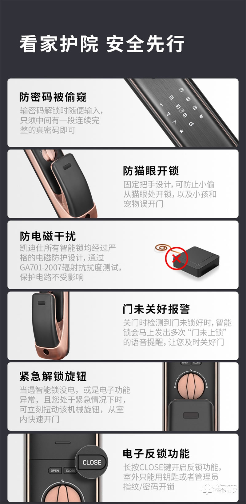 凯迪仕K20-W 全自动指纹锁家用防盗门智能门锁