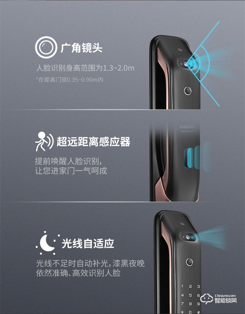 凯迪仕K20-F 3D人脸识别指纹锁家用防盗门锁