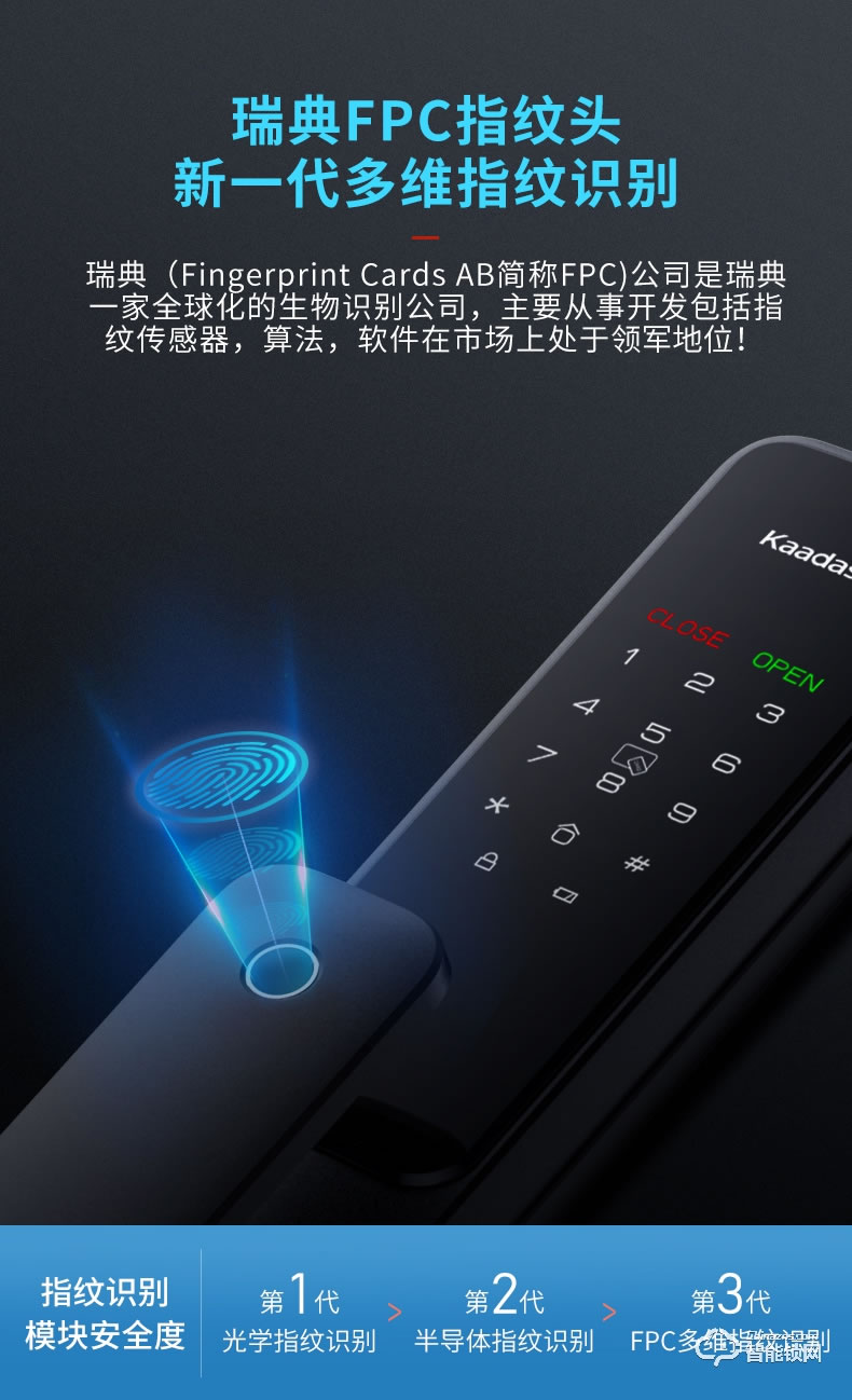 凯迪仕指纹锁X1 密码锁电子锁APP远程智控
