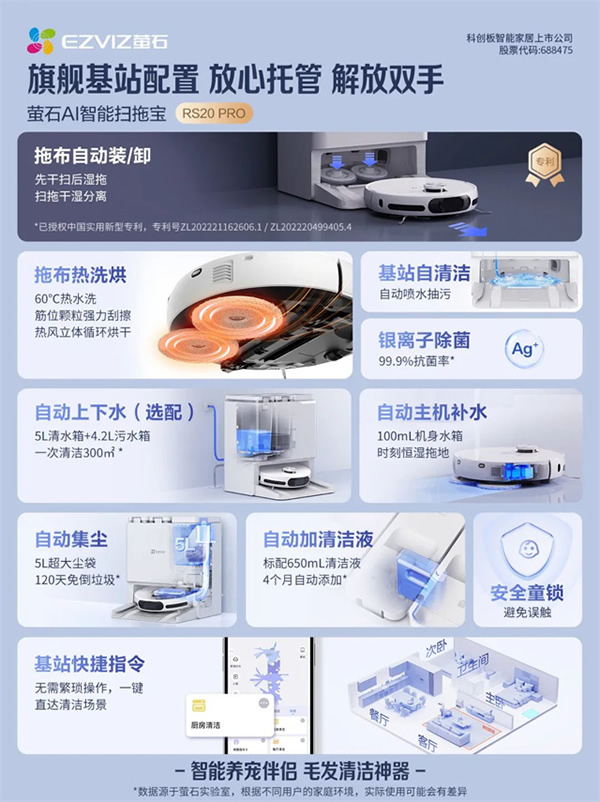旗舰新品重磅登场丨萤石AI智能扫拖宝RS20 Pro，来了！